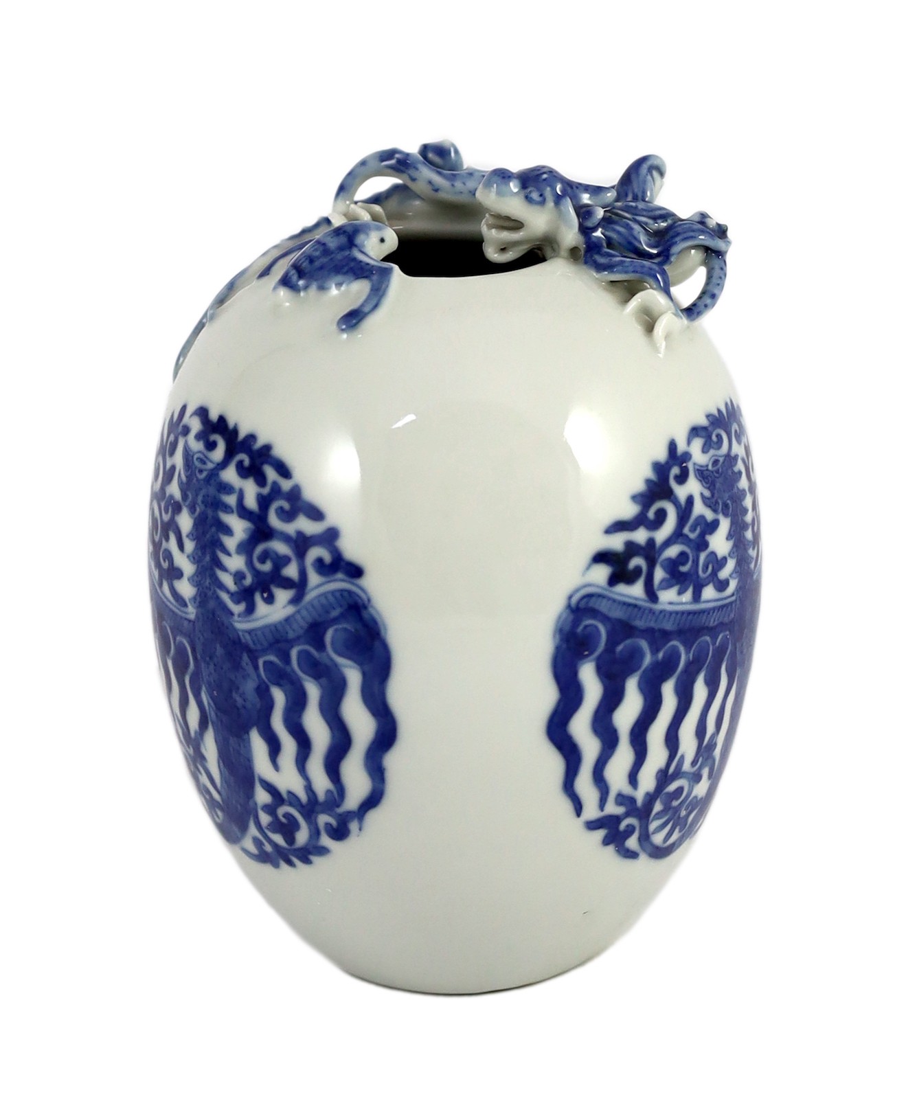 A Chinese ovoid 'dragon' vase, 19th century or later, 17.5cm high